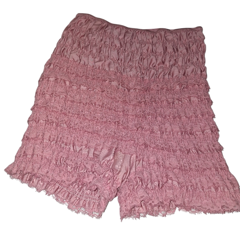 Vintage Malco Modes Rose Mauve Lace Bloomers Granny USA Med Stretchy Ruffles MOD